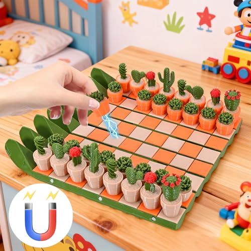 Cactus Chess Set con 32 piezas 3D y tablero portátil miniatura 5