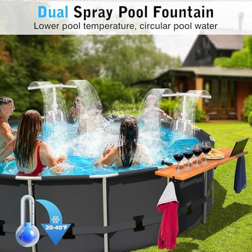 Fuente para piscina elevada con cascada doble y aspersor ajustable 5