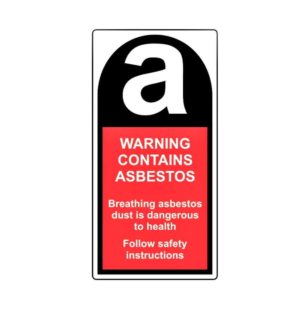Warning Contains Asbestos Stickers - Self Adhesive Polypropylene Labels - 25mm x 50mm - Roll of 500 - Durable Safety Identification Stickers