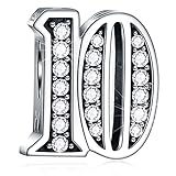 10 Year Anniversary Charms fits Pandora Women Bracelet, 925 Sterling Silver 10th Birthday Beads with...