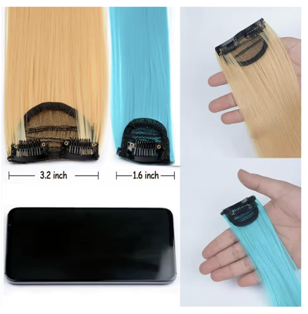 2 x Clip-In Hair Extension Highlights Streaks, Colourful Hair Highlights (2 Clips Red - 40 Grams x 1) - Image 4