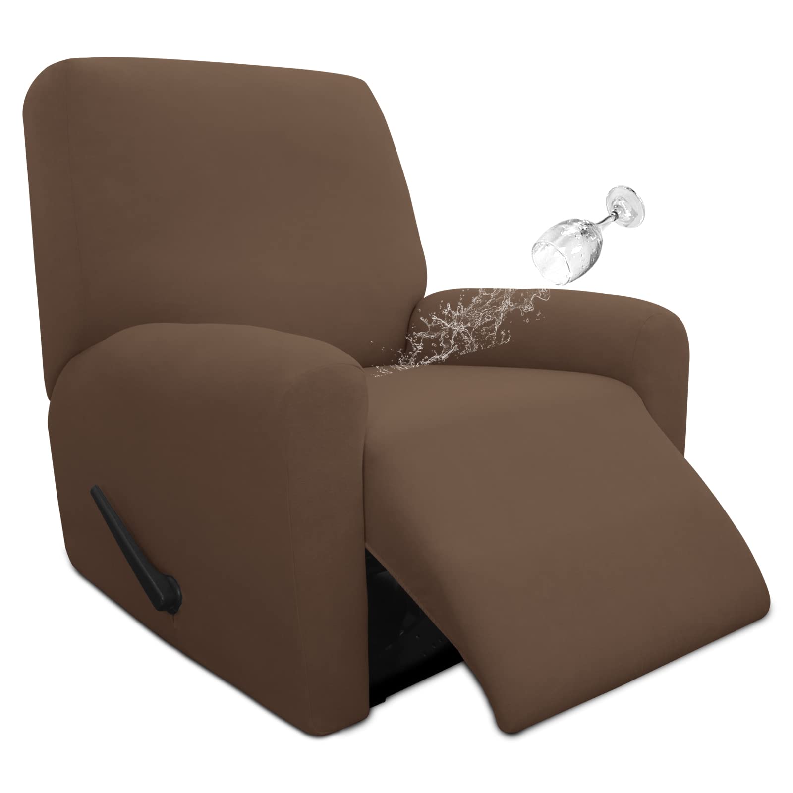 Photo 1 of Easy-Going 4 Pieces 100% Dual Waterproof Recliner Cover Stretch Soft Couch Cover for Dogs, Sofa Slipcover for Recliner Couch Leakproof Furniture Protector for Kids, Pets Brown
