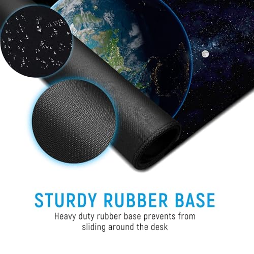 Image of Earth XL Extended Gaming Mouse Pad | XXL Large Desk Mat 60x30cm for Laptop & PC | Non-Slip Rubber Base, Waterproof, Durable & Smooth Surface | Office, Gaming & Study