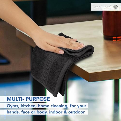 Image of Black Hand Towels for Bathroom - 6 Pack (16 inchx28 inch), 100% Ringspun Cotton Hand & Face Towel - Soft, Prevent Fraying, Fade and Shrink Resistant - Daily Use Gym Towels for Men & Family Bathroom Hand Towel