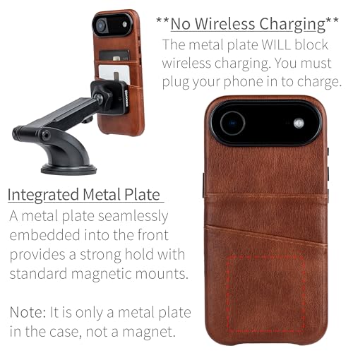Étui en cuir synthétique brun Dockem M2 Exec haut de gamme pour iPhone 17 Air