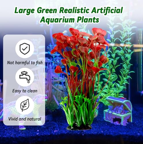 Image of kathson Tall Plastic Aquarium Plants,16 Inches Artificial Plant for Fish Tank Large Silk Aquarium Plants Decor Freshwater and Saltwater Fish Tank Seaweed Decorations for Small Tanks