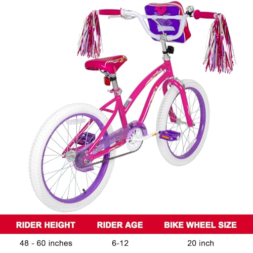 Image of WEIZE Girls Bike for 6-12 Years Old Kids, 20 Inch Kids Bike with Training Wheels, Streamers, Basket and Doll Seat, Children Bicycles with Coaster Brake, Pink