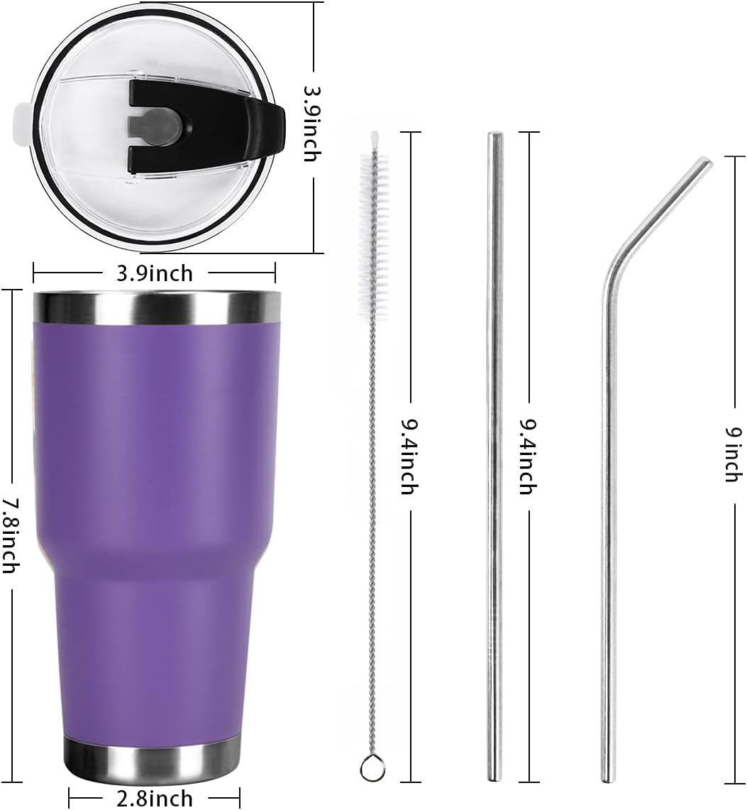 SYACOT 30oz Tumbler Double Wall Stainless Steel Vacuum Insulated Travel Mug with Splash-Proof Lid Metal Straw and Brush image 2