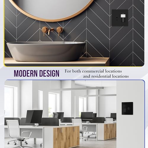 Image of ENERLITES Combination Toggle Light Switch /Decorator Light Switch Plate, Double Switch Wall Plate, Standard Size 2-Gang 4.68 inch x 4.73 inch, Polycarbonate Thermoplastic, Gloss Finish, SI881131-BK, Black