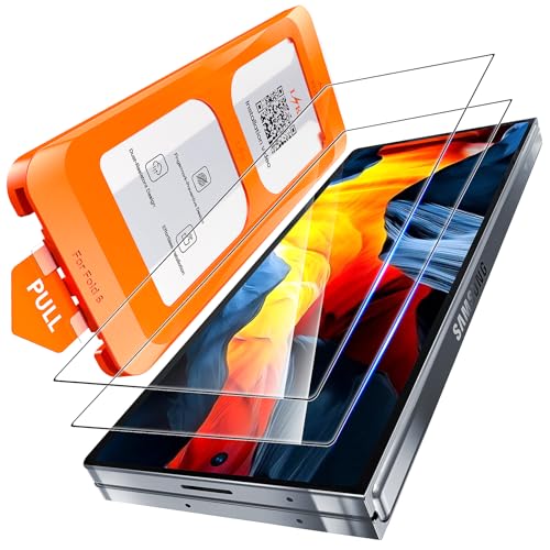 L K LK 3 in 1 for Samsung Galaxy Z Fold 6 Screen Protector 2 Pack HD Tempered Glass Film + 1 Dust Free Installation Tool Anti-Scratch No Dust Z Fold 6 Screen Protector