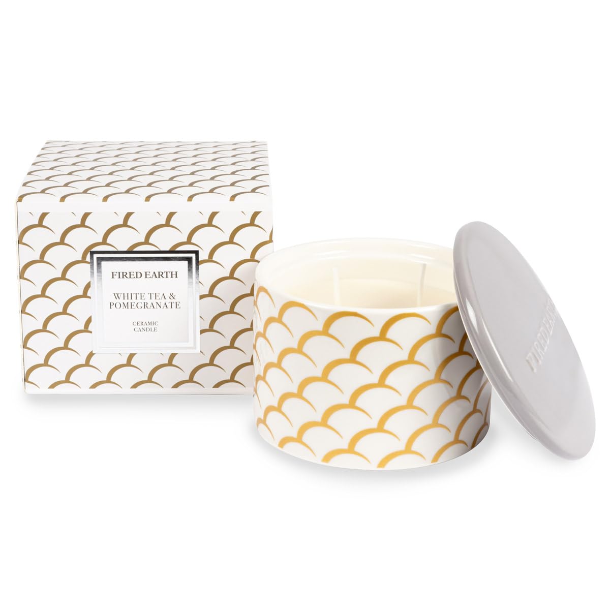 Fired Earth White Tea & Pomegranate Ceramic Candle