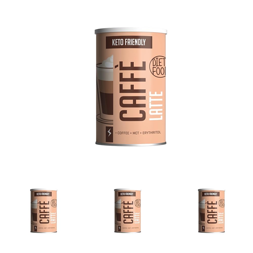 Diet-Food Keto Coffee Latte 300g Kohlenhydratarmes & Keto Freundliches Instant Fettgetränk für die keto Diät - mit MCT Öl Pro Portion zur Förderung der Kartonproduktion und Erythrytol (Packung mit 4)