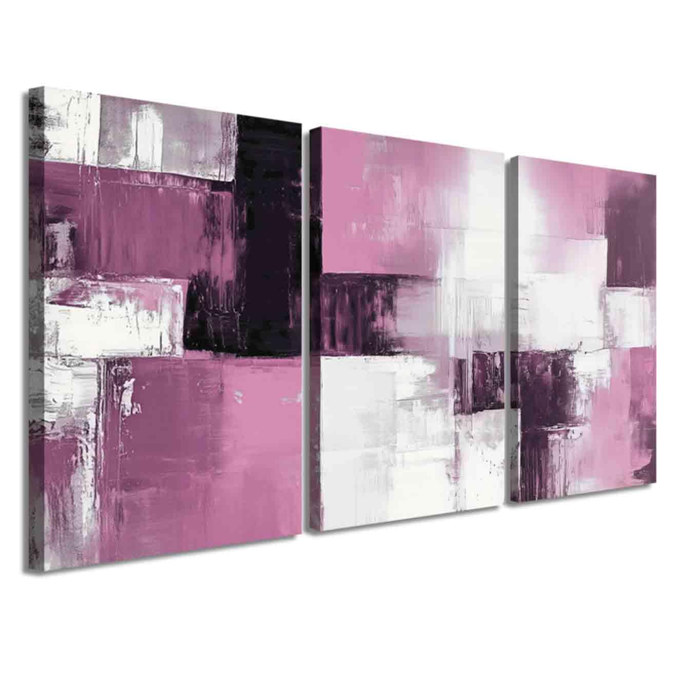 LZIMU 3 Pcs Abstract Wall Art Black White Grey Picture Prints Minimalist Geometry Canvas Painting Modern Neutral Aesthetic Artwork Office Living Room Bathroom Decor (Pink, (24x36inchx3 Pieces))