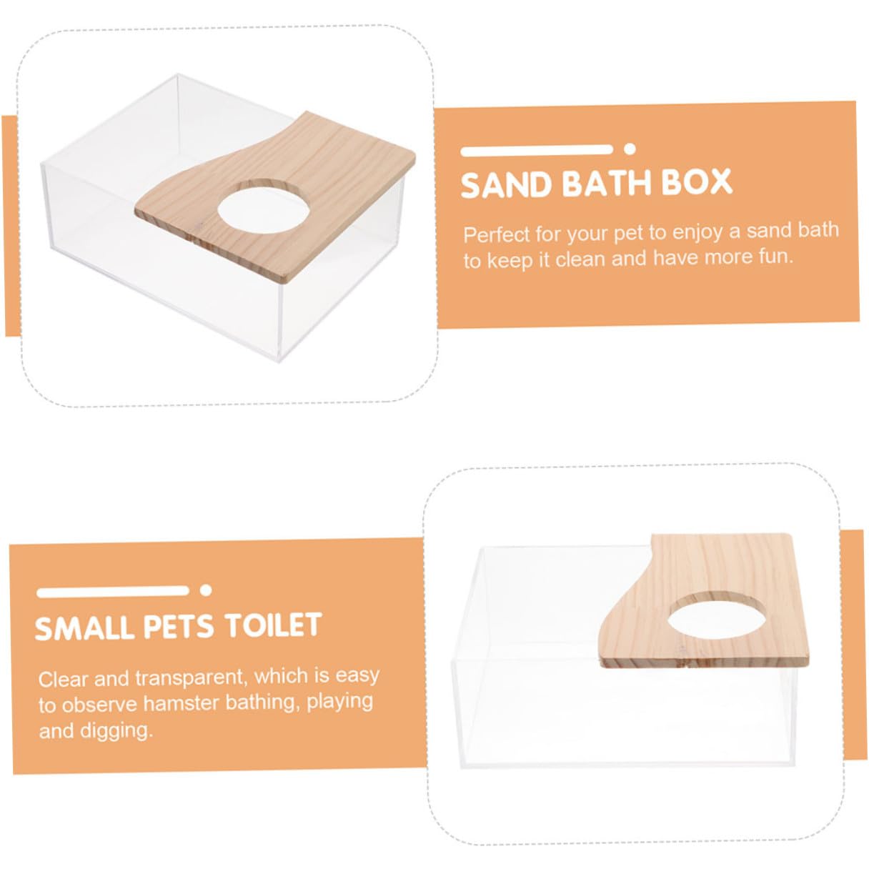 NUOBESTY 2 Stück Acryl Hamster Badewanne für Kleintiere Transparent und Verschleißfest für Baden und Spielen im Zuhause oder Haustiergeschäft