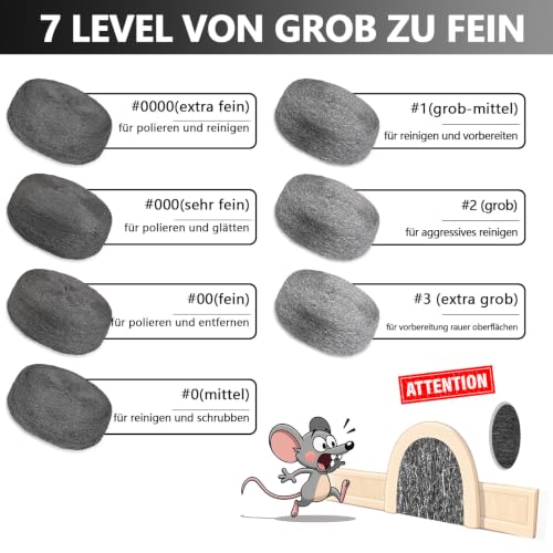 Image of Steel Wool Mice Control, 65FT(1.1LB)#0 Steel Wool, Keep Mouse Away from Holes, Barrier and Gap Filler for Home, Wall, Garden, Kitchen, Pipeline in Garage, Medium