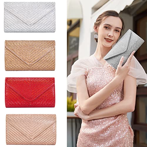 Bbtt.ful Women's Evening Handbags Envelope Clutch Purses Ladies Crossbody Bags Rhinestone Wedding Bag Shoulder Bag For Women (Silvery) #TOP2