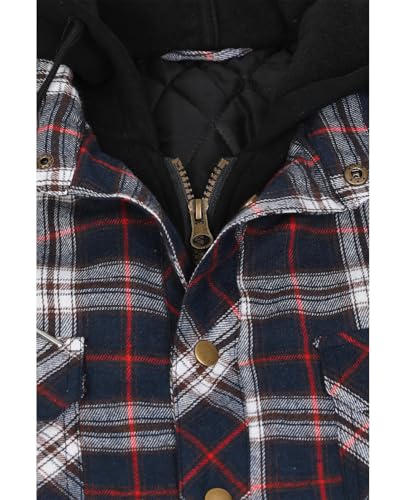 Image of ZENTHACE Men's Quilted Lined Hooded Plaid Jacket,Zipper & Snap Closure