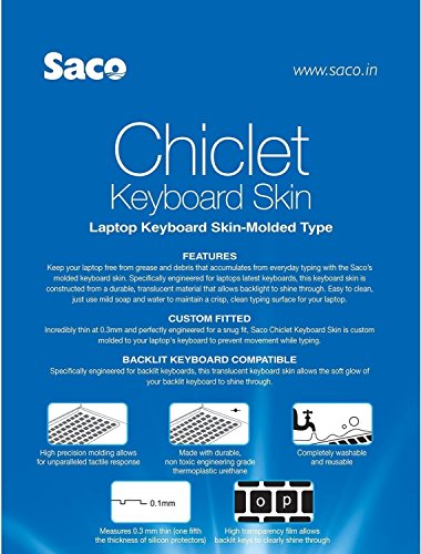 Image of Saco Silicone Keyboard Protector Skin Cover for Apple MacBook Air MD224HN /A 11.6-inch Laptop-Black with Clear