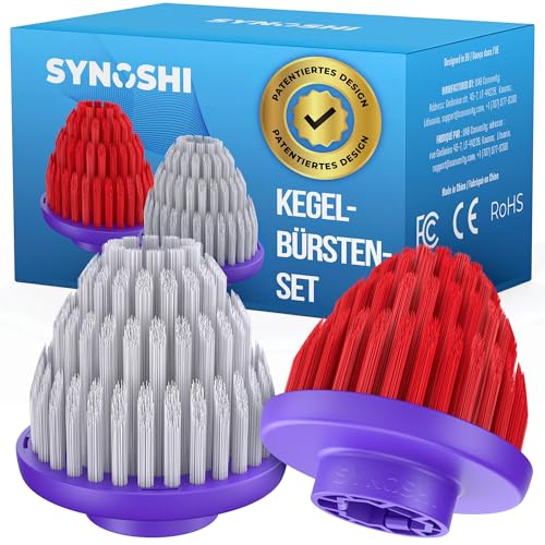 Synoshi Pro Kegelbürstenköpfe (2 Stück) für Elektrische Reinigungsbürste Präzise Reinigung für Ecken Fugen & Enge Stellen Spülmaschinenfest Langlebig Ideal für Detailarbeiten