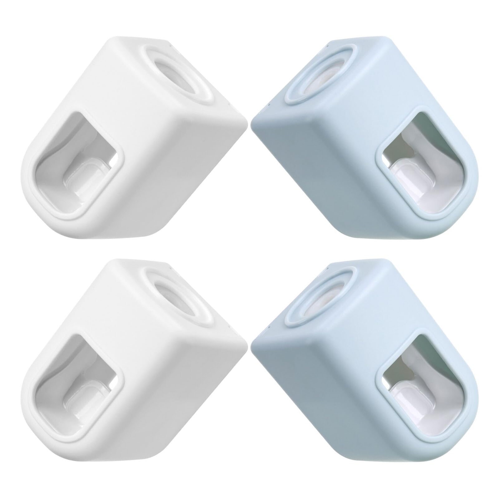4 Piezas Dispensador Automático de Pasta de Dientes Montado Pared Exprimidor Plástico para Baño Soporte para Adultos Organizador