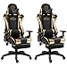 2X Racing Bürostuhl Gaming-Stuhl Turbo mit Fußablage schwarz/Glanz Gold