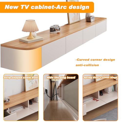 Floating TV Stand - Wall Mounted Media Console with 2 Drawer, Floating Entertainment Center TV Cabinet, Wall Mounted Audio/Video Shelf for Home Room (Wood, 47.24x7.87x9.45IN) - Image 3