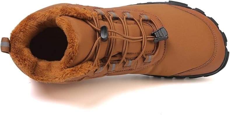 Image of Winter Footwear Barefoot Shoes Women Men Zero Drop Barefoot Hiking Boots Slip On Warm Waterproof Snow Boot Minimalist Wide Toe Ankle Booties Five Finger Hike Shoes Outdoor