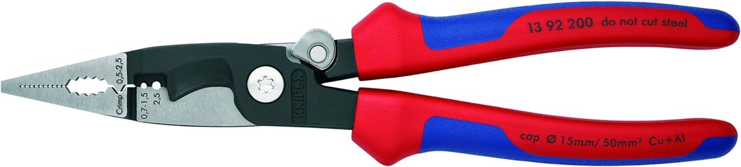 KNIPEXPliers for Electrical Installation black atramentized, with multi-component grips 200 mm 13 92 200