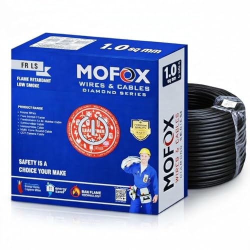 Image of MOFOX Diamond Series FR /FRLS Electrical Wire, Multi-Strand Copper Conductor 90 Meter (BLACK, 1.00 SQ MM)