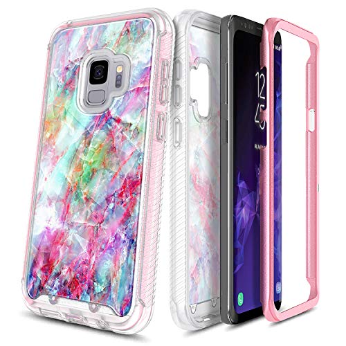 E-Began Case for Samsung Galaxy S9, Full-Body Protection Rugged Matte Bumper Shockproof Protective, Support Wireless Charging, Marble Design Impact Resist Durable Phone Case (2018 Release) -Fantasy