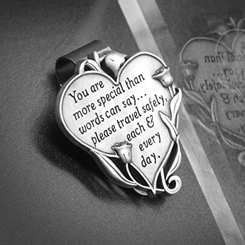 ForFine Heart-Shaped Visor Clip Car Sun Visor Accessories Medal Bless Driving Safety Gift for Parent, Family, Friend, New and Old Driver (1)