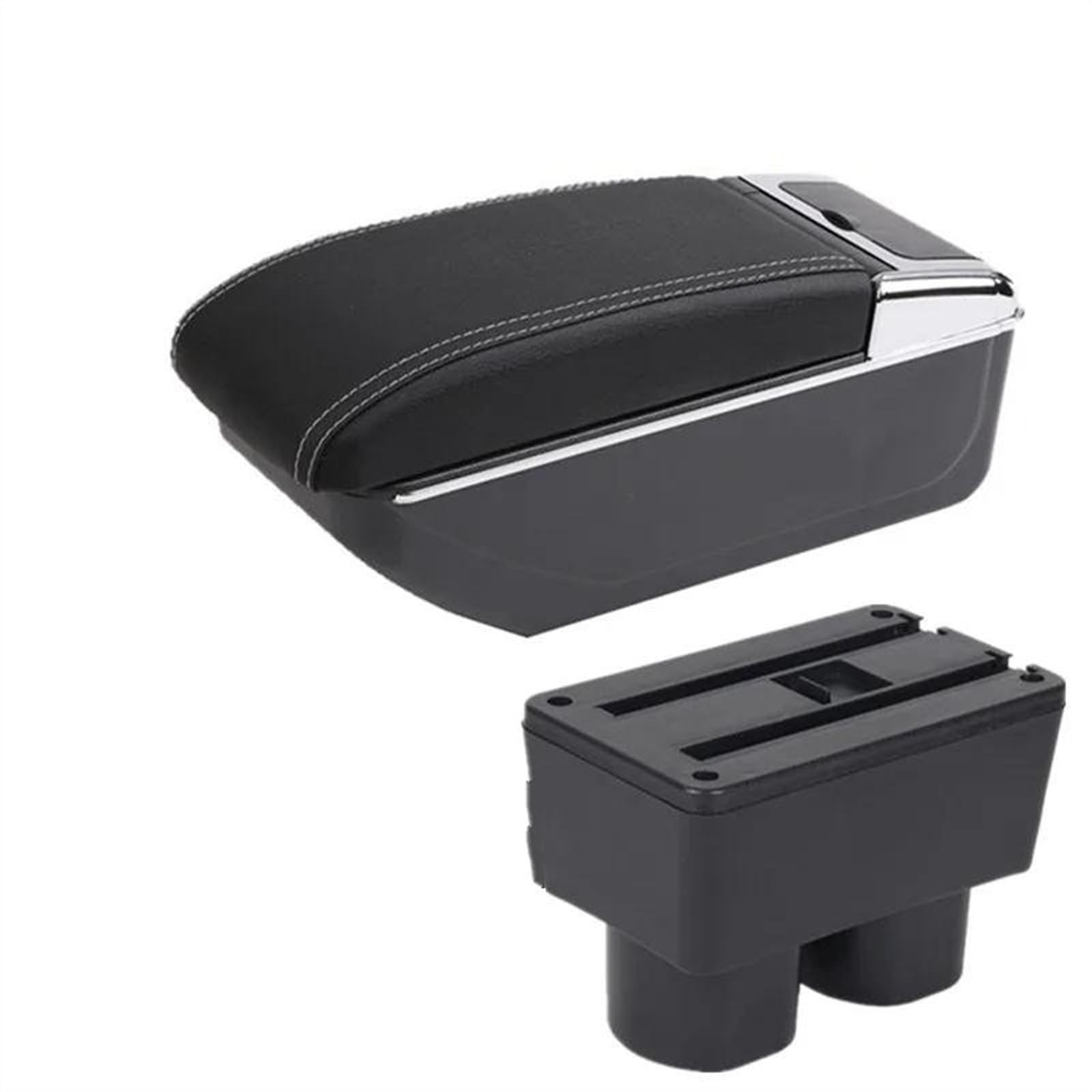 NOHEEU Car Armrest Box Interior Center Storage Accessories For Tiida C11 For Latio For Sylphy For Versa(B white line NO USB)