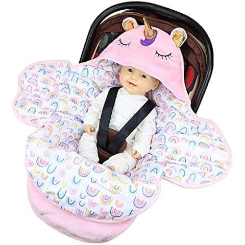 Hivia Saco Silla Paseo Universal, Saco Capazo Bebe Invierno Otoño Saco de Dormir Rosa Unicornio Cover