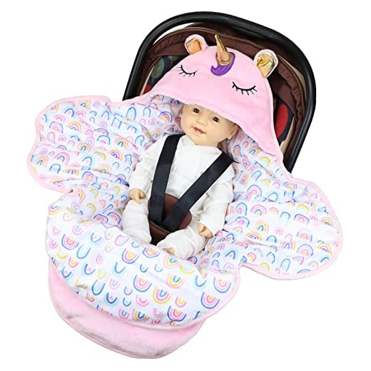 Saco Silla Paseo Universal,Saco Capazo Bebe Invierno Otoño Saco de Dormir Rosa Unicornio Saco Carro Bebe Manta Envolvente para Maxi Cosi Asiento de Coche Cochecito,Regalo Niña