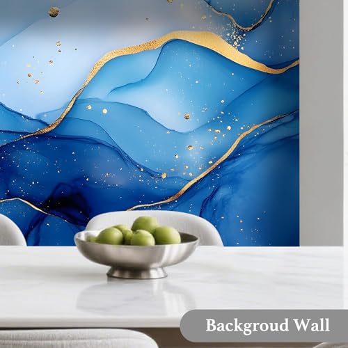 Image of Nuxovilar Blue Abstract Wave Wallpaper Peel Stick Vinyl 15.75x118.11