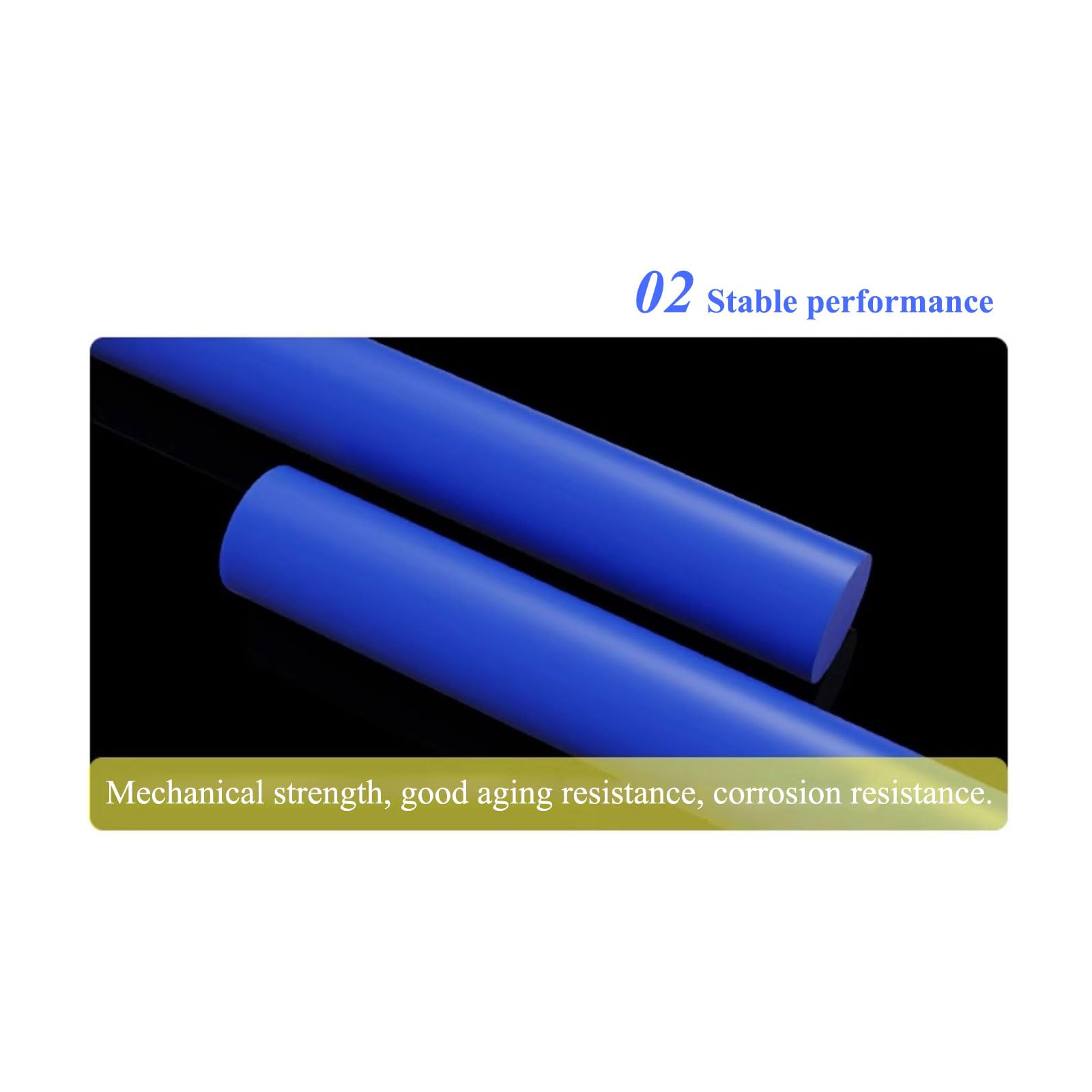 Blue PA6 Nylon Solid Rod, for Machinery Parts, 2Pcs
