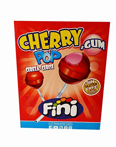 CHERRY GUM CAJA DE 100 CARAMELOS CON PALO