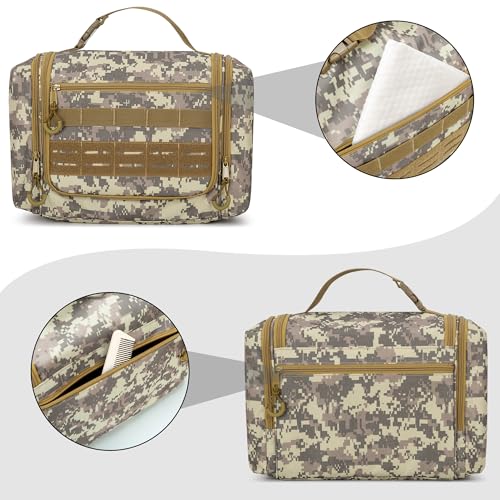 Image of Tactical Toiletry Bag for Men, Large Hanging Dopp Kit Hygiene Bag | Travel Toiletry Bag with Hook, Dry & Wet Pockets, Shower Bag for Toiletries, Grooming, Shaving Care & Travel Essentials