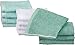 Amazon Basics - Asciugamani in cotone - Confezione da 12, Verde acquamarina, Azzurro ghiaccio, Bianco