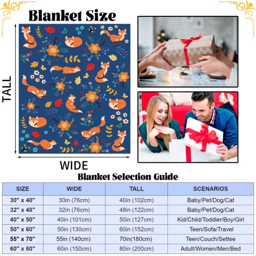 Domgoge Fox Blanket Kids, Soft Flannel Throw Fleece with Flower - Image 2
