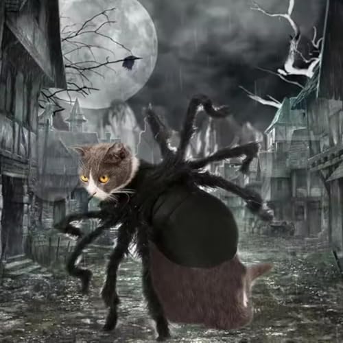Halloween Spinnenkleidung für Hunde und Katzen: Spinnenkostüme Verkleidung Kleidung, Halstuch Hund, Hundekostüm Halloween für Party Kleidung Accessoires (L)