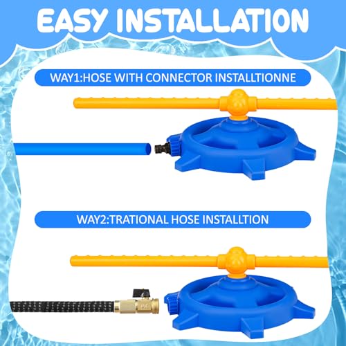 Water Sprinkler for Kids with Rotating Spray Nozzles Attaches to Garden Hose Fun Summer Outside Toys for Toddlers 1-3-5 + Lawn Backyard Games for Kids 4-8-12 Family Outdoor Play Equipment Easter Gift