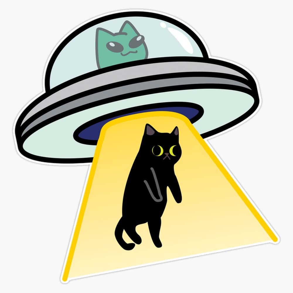 Cat Ufo Sticker Bumper Sticker Vinyl Decal 5"