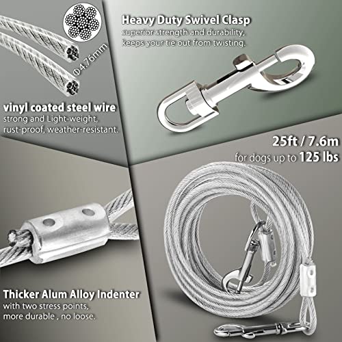 25 ft Dog Tie Out Cable and Stake – Durable & Sturdy Dog Yard Leash and Stake for Small Medium Large Dogs Up to 125lbs No Tangle Dog Leads for Yard Camping Outside (25ft – 125lbs, Black) 25 ft Dog Tie Out Cable and Stake – Durable & Sturdy Dog Yard Leash and Stake for Small Medium Large Dogs Up to 125lbs No Tangle Dog Leads for Yard Camping Outside (25ft – 125lbs, Black)
