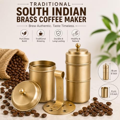 Image of Brass Filter Coffee Maker 160ml | South Indian Brewer