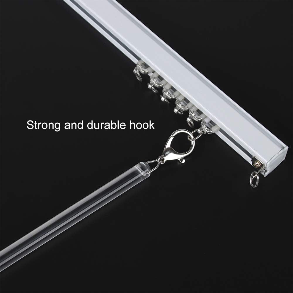 2 Pack Curtain Draw Rod with Metal Snap Invisible Clear Curtain Pull