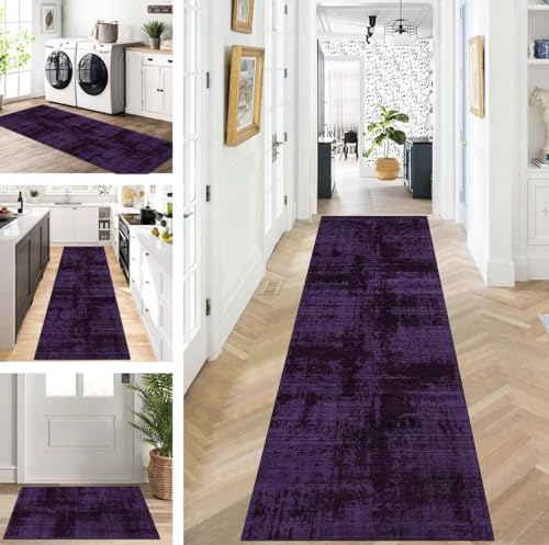 ZUZEKU Tapis de couloir, cuisine, lavable, antidérapant, 80 x 200 cm, violet, long, tapis de cuisine, couloir, salon, chambre à coucher, vendu au mètre,...