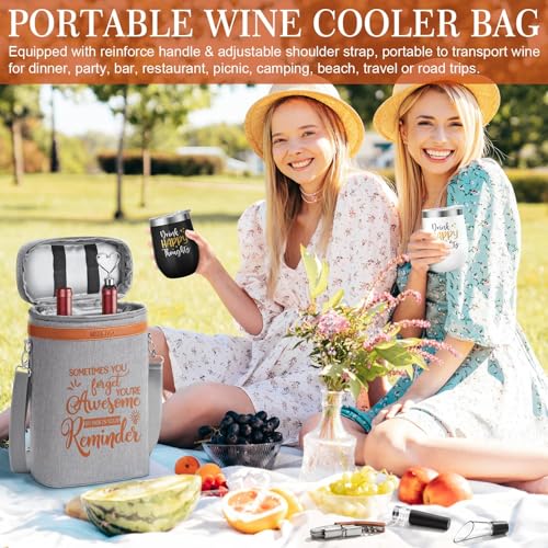 Image of Wine Lovers Gifts Basket for Women Birthday Gifts, Wine Cooler Bag Gift Set