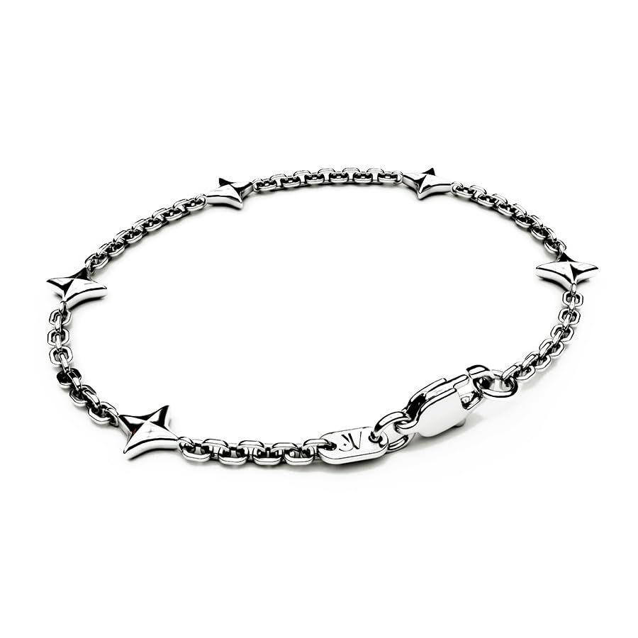 JVillion Stern Armband Herren Silberarmband Charms Minimalistisches Armband Streetwear Schmuck Geschenk für Männer (21cm)