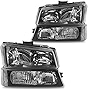 DWVO Headlight Assembly Compatible with 2003-2006 Chevy Avalanche Silverado 1500 2500 3500/2007 Chevrolet Silverado Classic (Black)